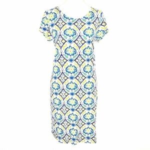 Hatley Nellie Short Sleeve Mini Mixed Flower Dot Print Zip Back Stretch Dress